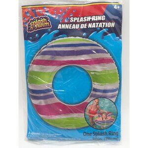 Splash N Swim 30-Inch Striped Inflatable Pool Splash Ring For Ages 4+